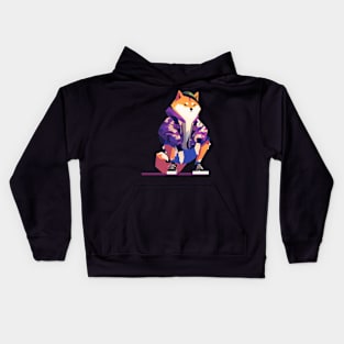 Cool Shiba in the City Kids Hoodie